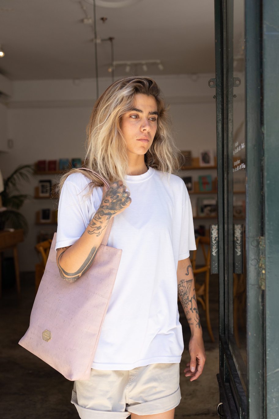 Rosé Shopper - Große Handtasche