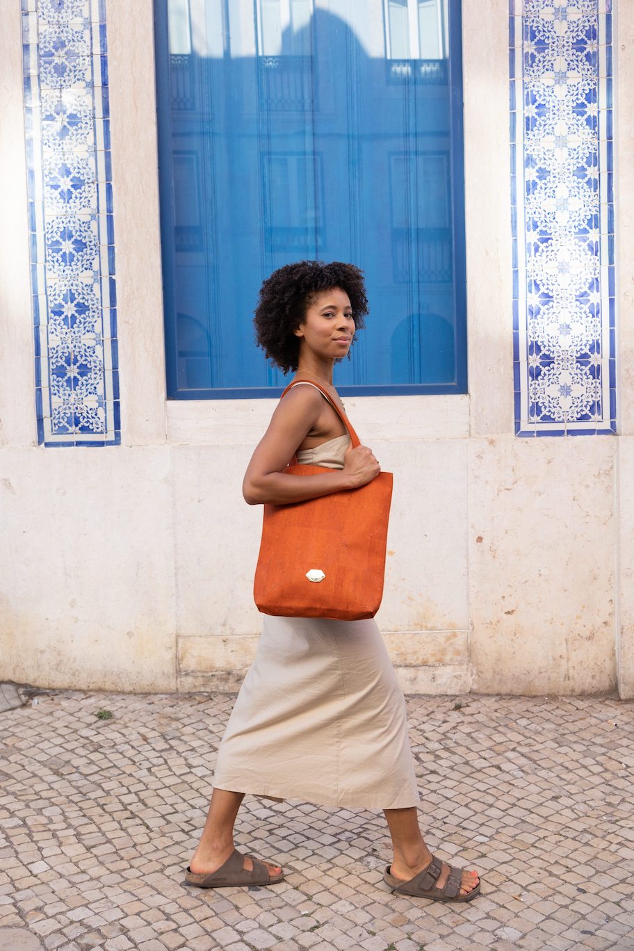 Shopper - Large bag in papaya cork (orange)