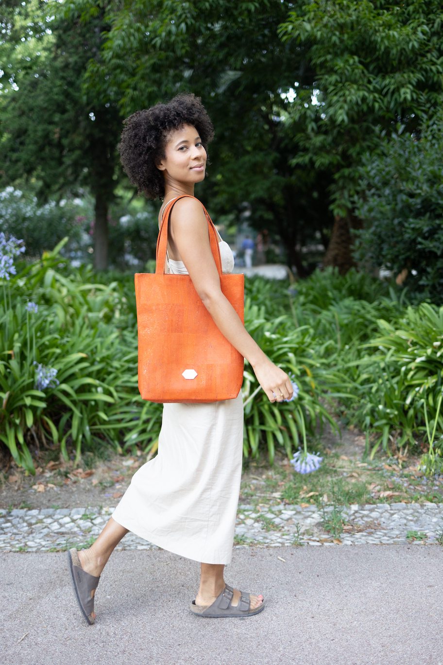 Shopper - Large bag in papaya cork (orange)