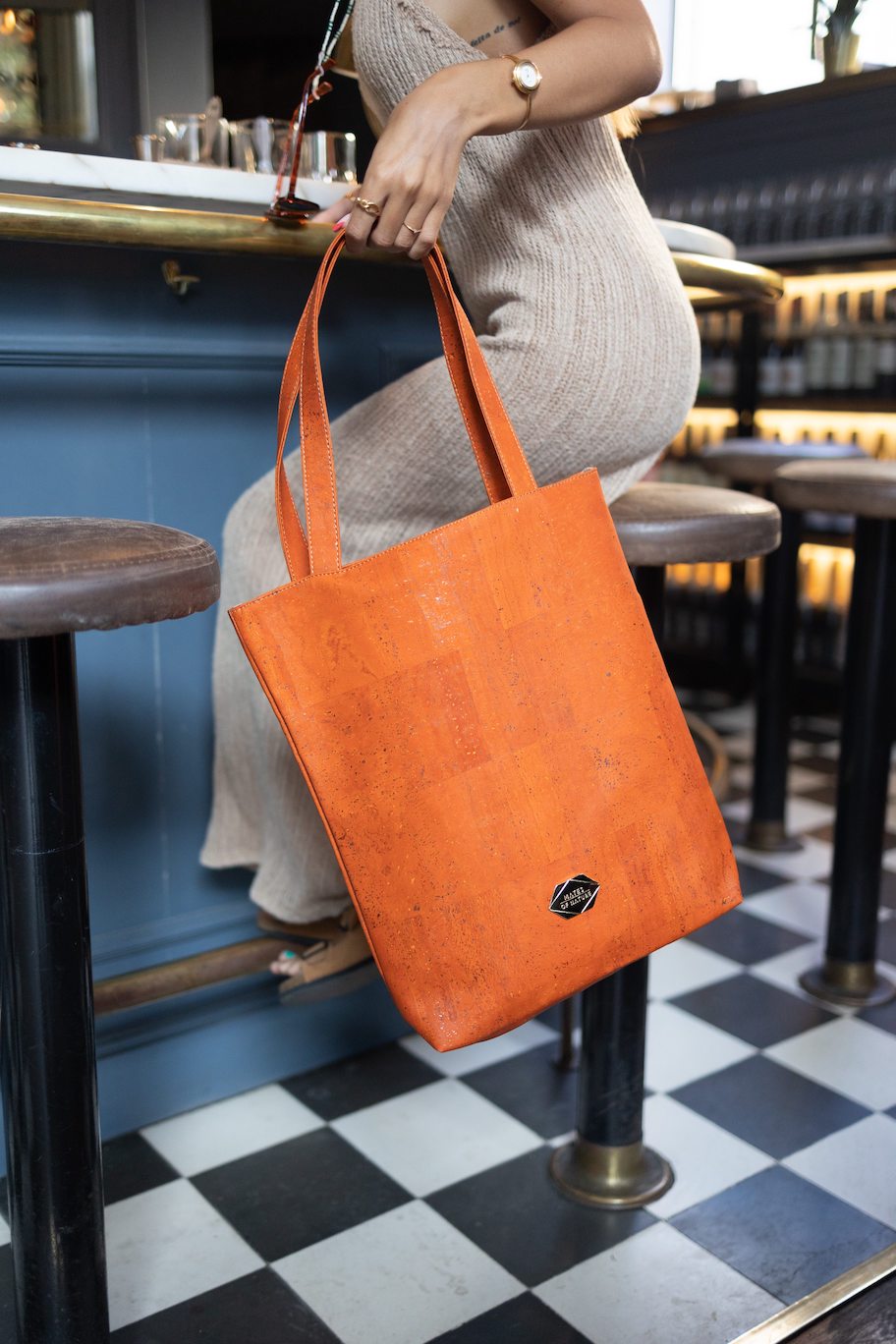 Shopper - Große Tasche in Papaya Kork (Orange)