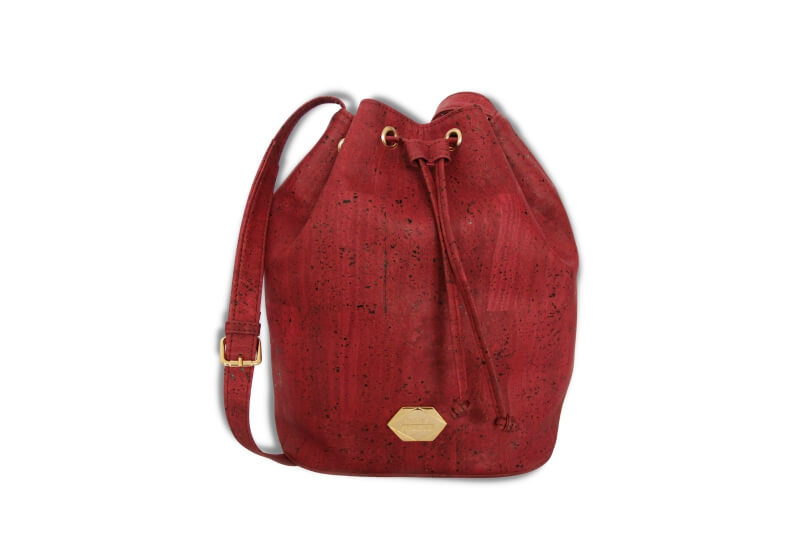 Bucket Bag - Handtasche in Red Grape Kork (Rot)