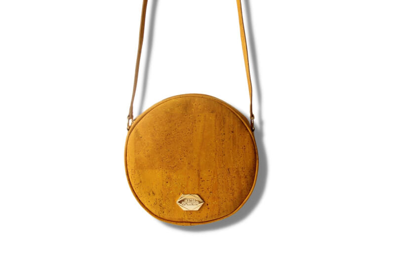 Circle Bag - Runde Handtasche in Mustard Kork (Gelb)