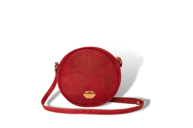 Circle Bag - Runde Handtasche in Red Grape Kork (Rot)