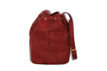 Bucket Bag - Handbag in Red Grape Cork (Red) 