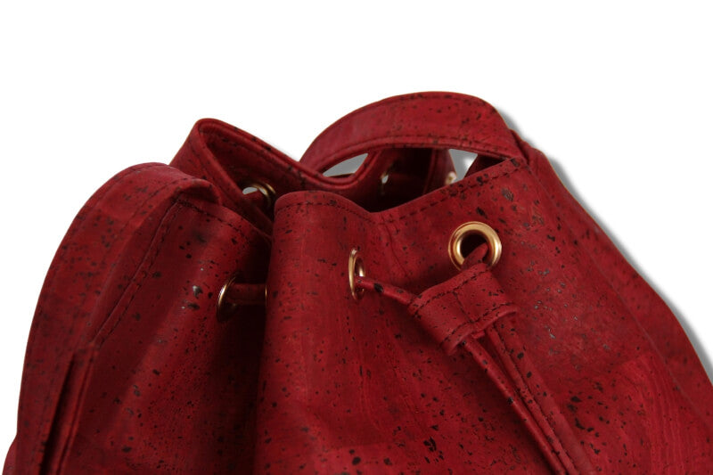 Bucket Bag - Handbag in Red Grape Cork (Red) 