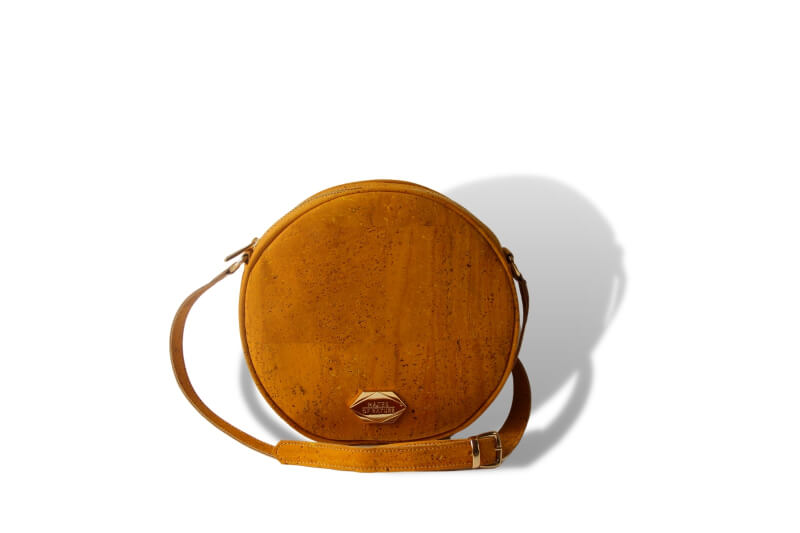 Circle Bag - Runde Handtasche in Mustard Kork (Gelb)