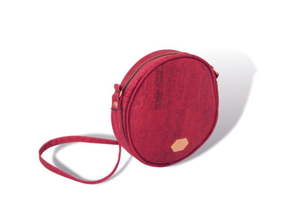 Circle Bag - Runde Handtasche in Red Grape Kork (Rot)