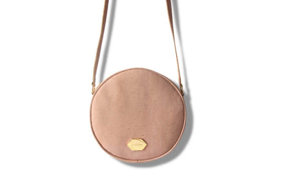 Circle Bag - Round handbag in rose cork (Pink) 