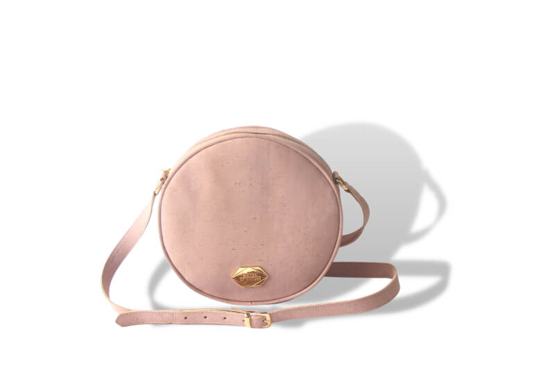 Circle Bag - Round handbag in rose cork (Pink) 